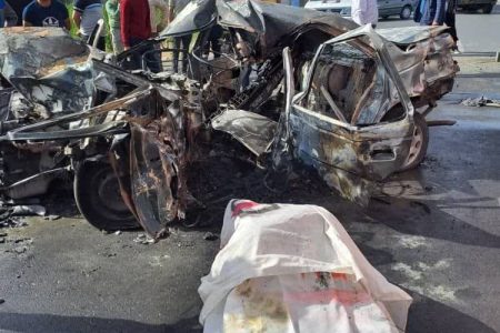 حادثه تصادف خودروی پژو و نیسان وانت در جاده خوی -ایواوغلی