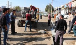 استمرار عملیات بهسازی جداول بلوار مطهری