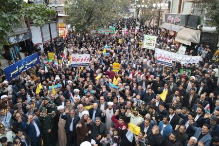 اجتماع هزاران نفری مردم خوی در محکومیت رژیم صهیونسیتی