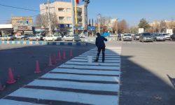 رنگ آمیزی خطوط عابرپیاده در سطح شهر خوی