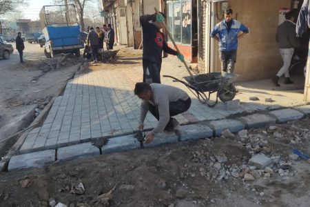 اجرای عملیات سنگ فرش چینی در بلوار مطهری کوچه عرفان