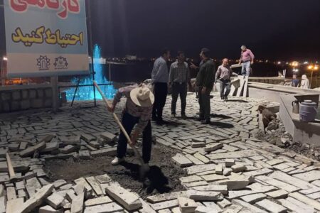 استمرار عملیات شبانه در پروژه احیا باغ تاریخی دلگشا(داغ باغی)